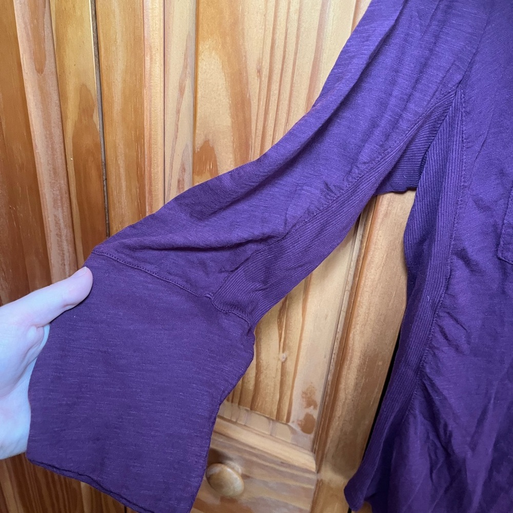 James Perse Three Quarter Sleeve Purple Button-Up Top - Picture 5 of 12